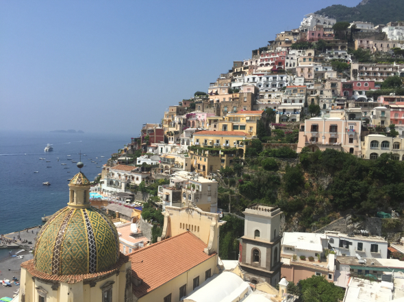 an oil landscape painting of positano italy
