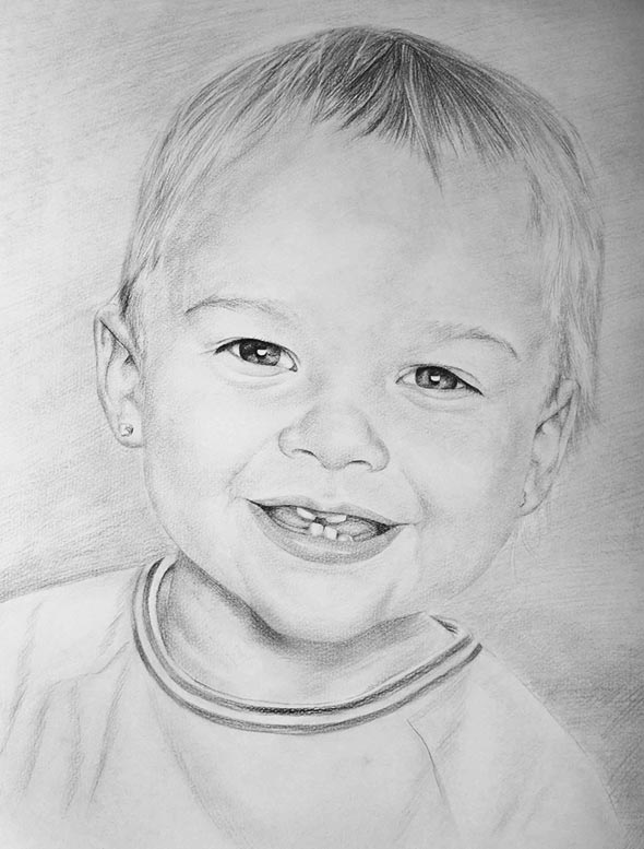 drawing of a boy in charcoal