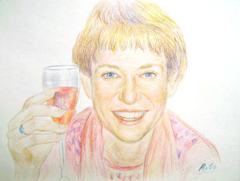 Portrait individuel au crayon couleur