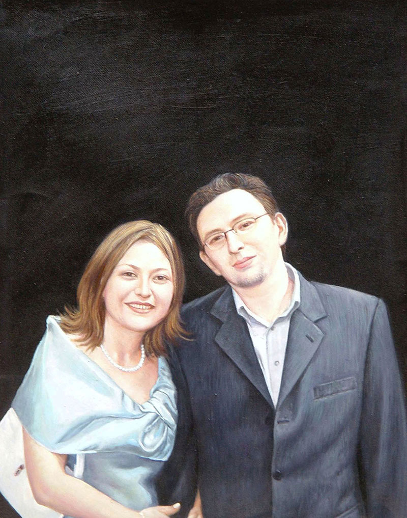 Portrait de couple à l'acrylique