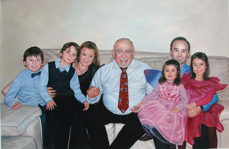 Peinture portrait de famille à l'acrylique