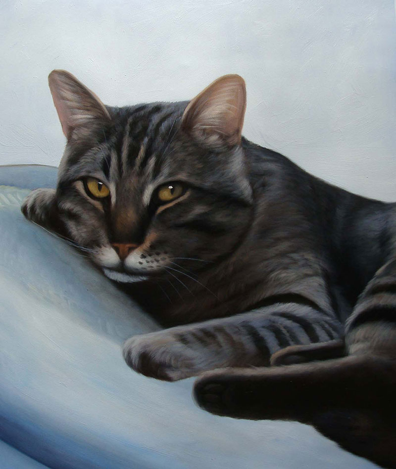 pittura ad olio di un gatto