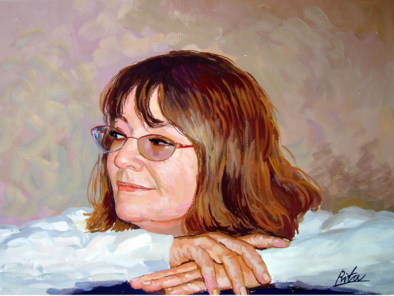 womans photo painted in pastel