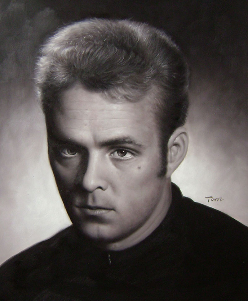 oil portrait in black and white