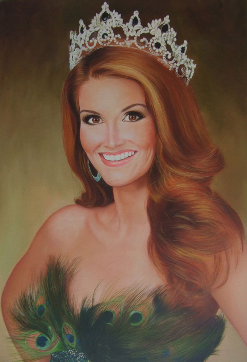 a custom oil painting of a woman with a crown