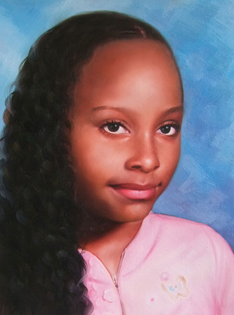 a custom oil portrait of a black young woman