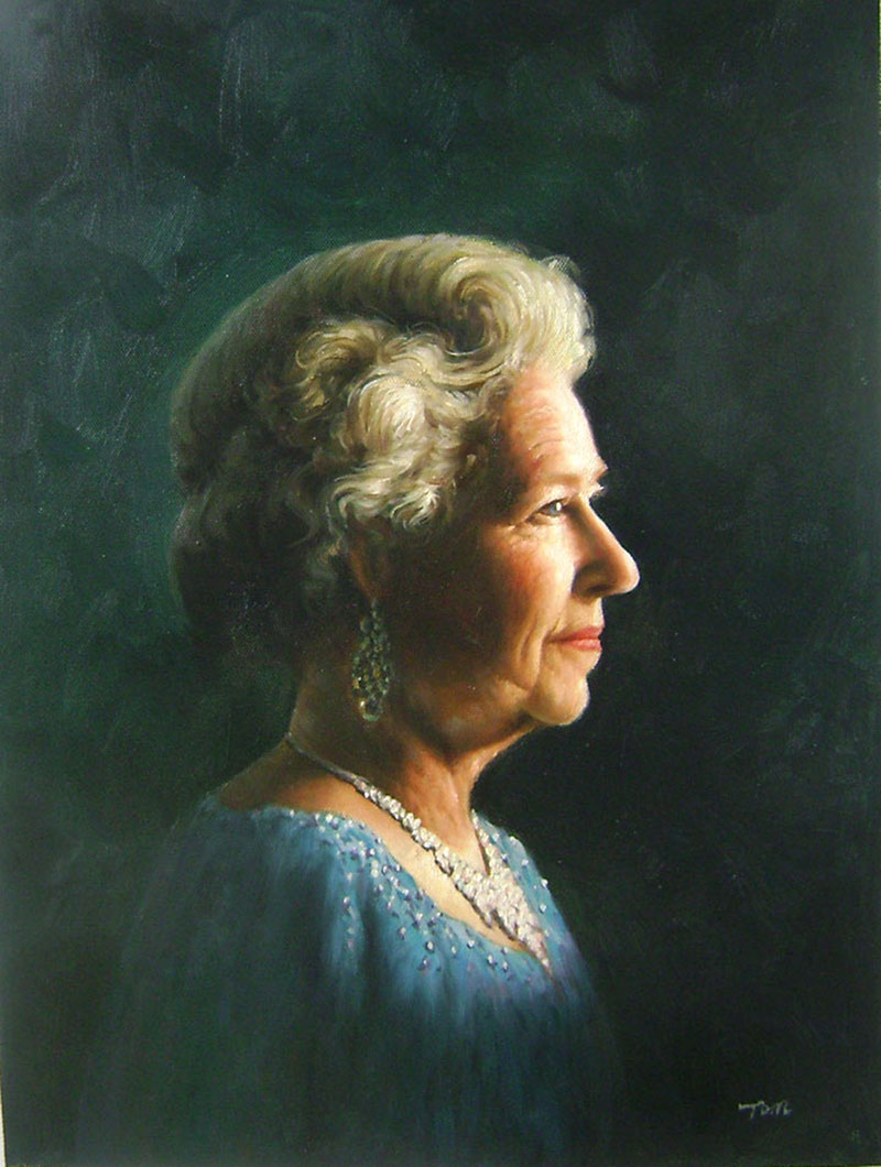 an oil paiuting of the queen elisabeth
