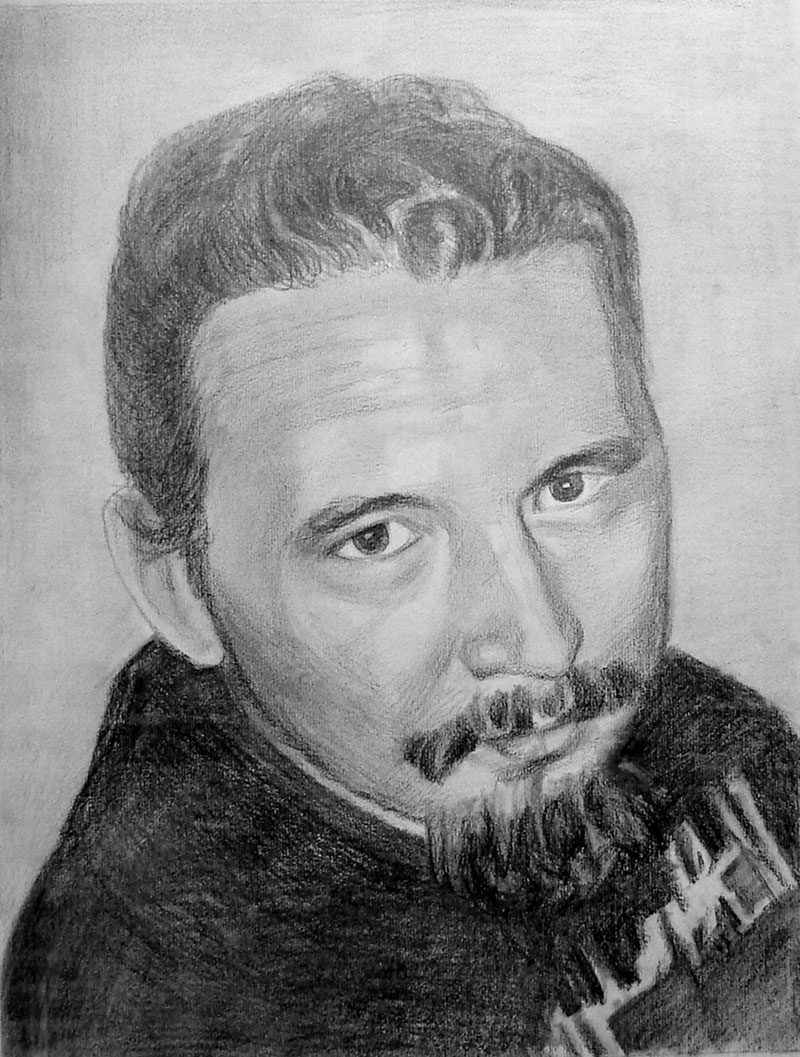 Dibujo al carbón de un hombre