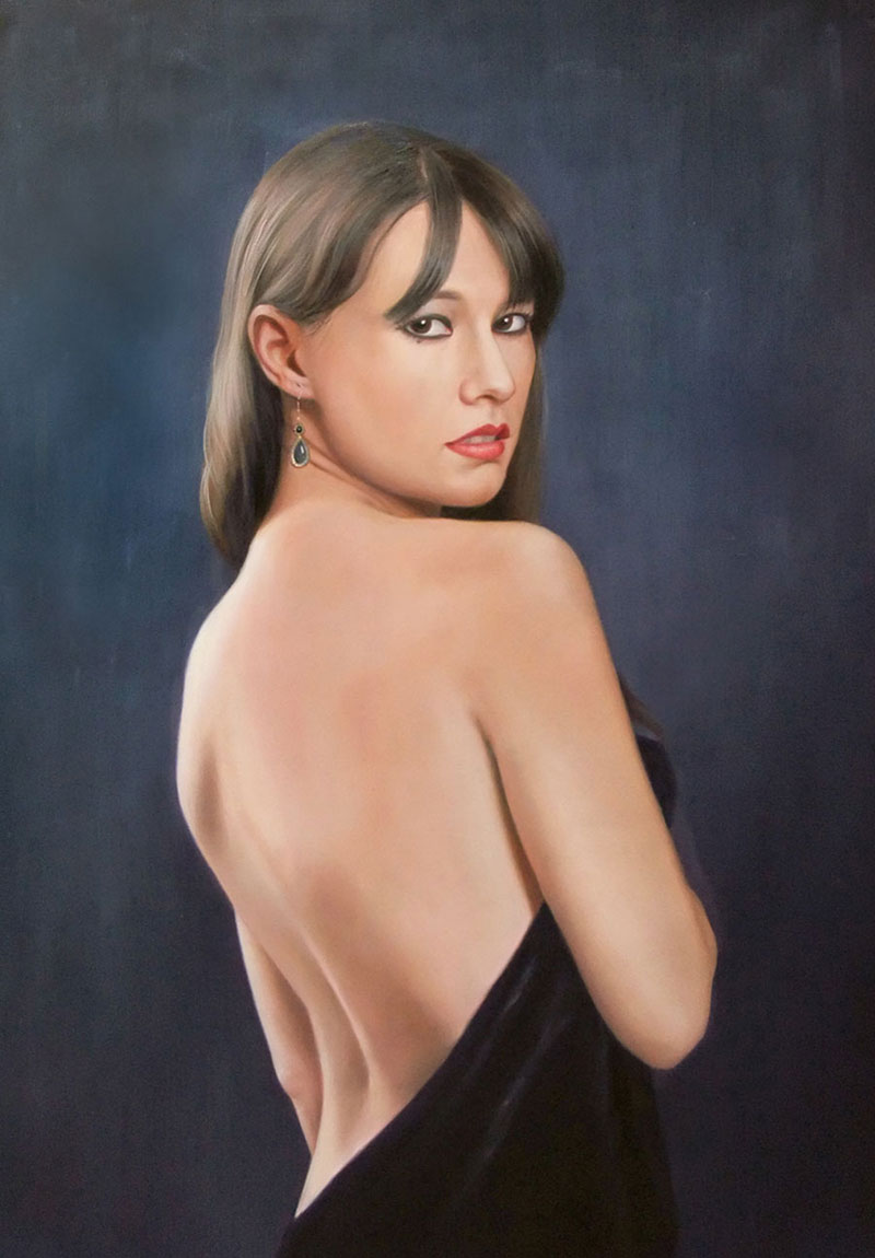 a custom oil paiunting of a beautiful young woman