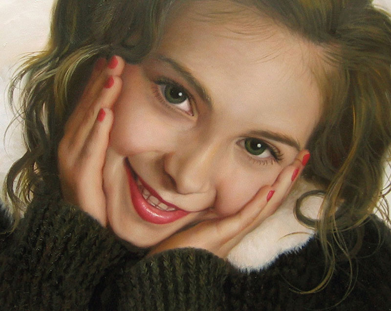 photo to oil painting of a beautiful girl