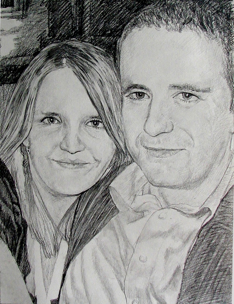 couple photo as pencil portrait