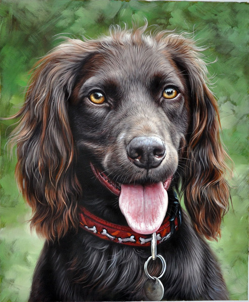 pet portraits from photos - dog in oil