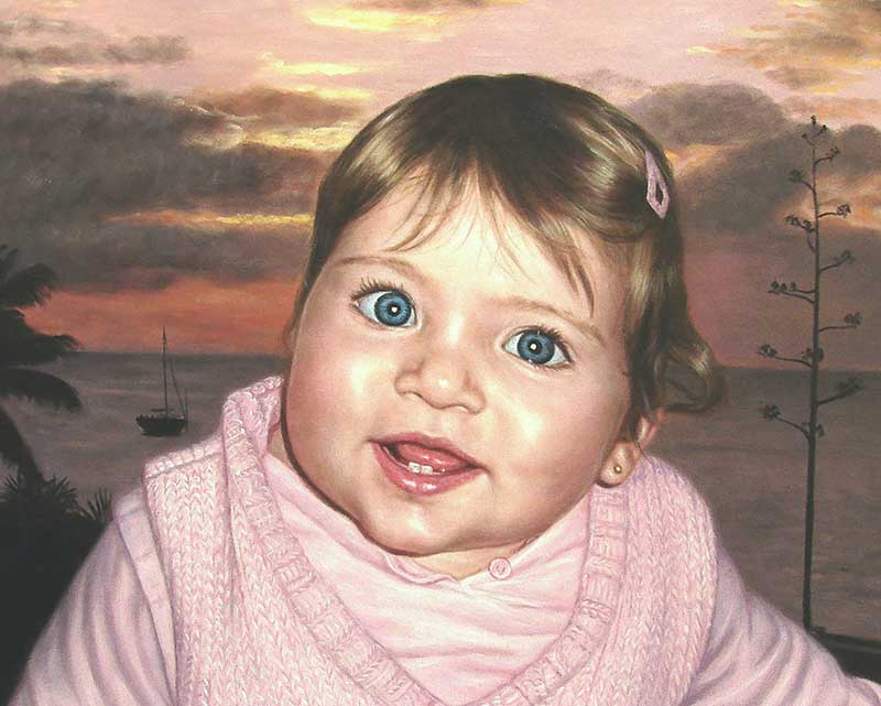 foto de un niño como retrato al óleo