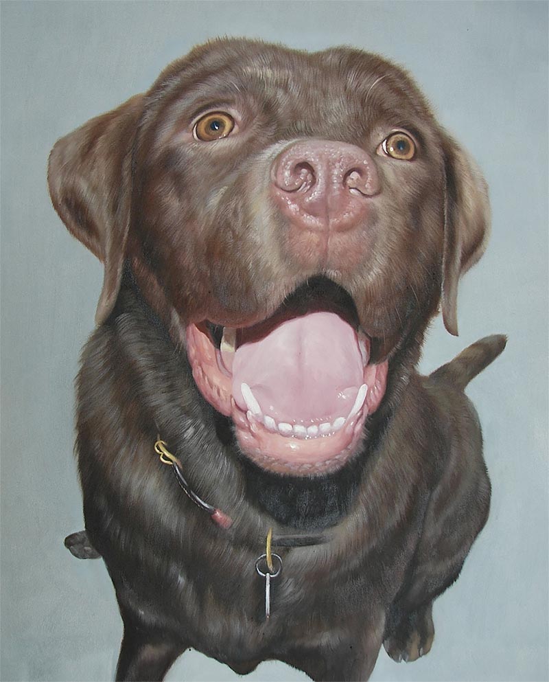 yawning dog painting