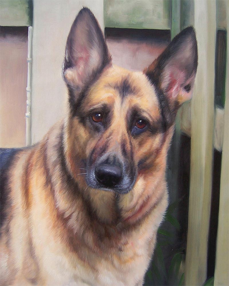 Painting of a German Shepherd dog