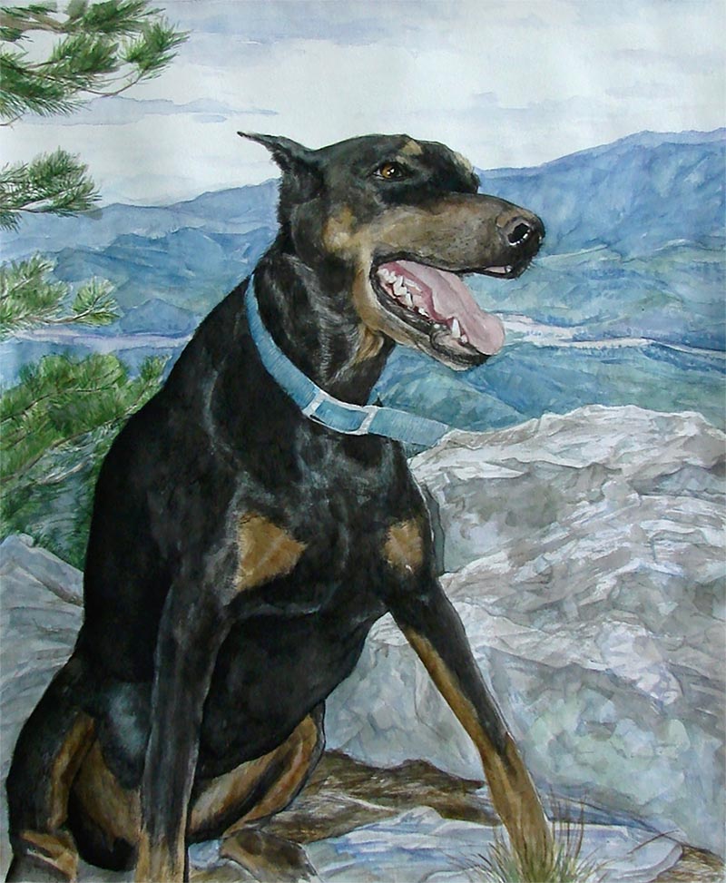dog canvas painting in watercolor