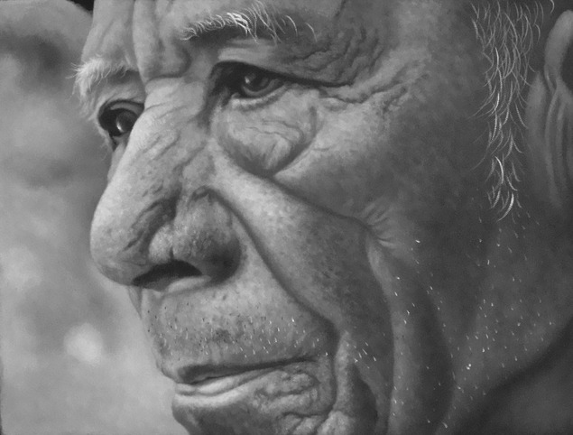 oil portaits - black and white old man