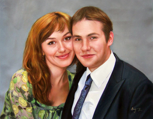 Familienportrait gemalt in Öl