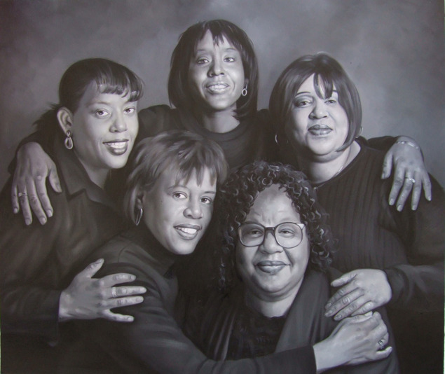 a custom oil painting of black friends photoshoot