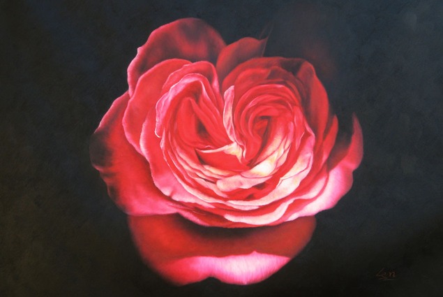 picture to oil painting red flower 