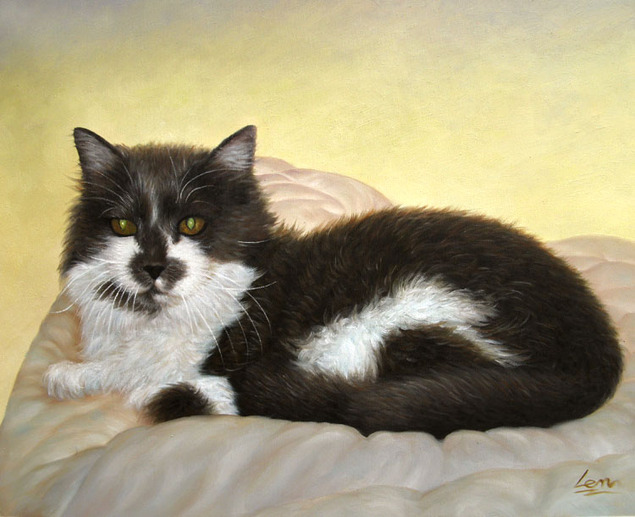 peinture à l'huile d'un chat