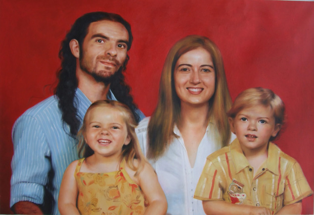 cuadros de familia, pintado de foto a mano, para regalar