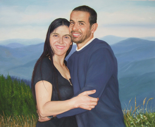 portrait de couple en peinture