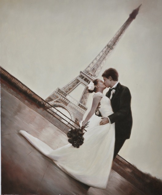 wedding portrait in oil - near Eifel tower
