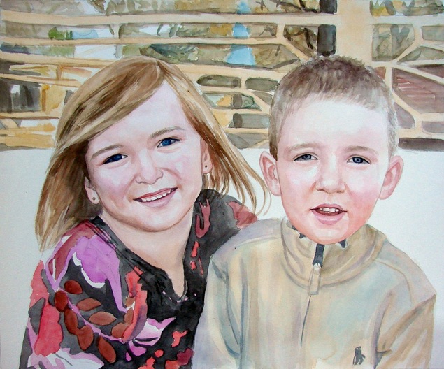children watercolor portrait