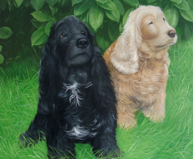 pittura di due cani