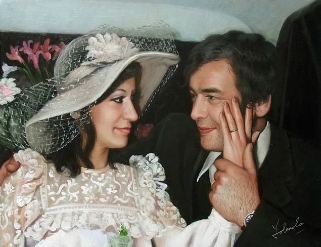 foto del matrimonio come la pittura a olio