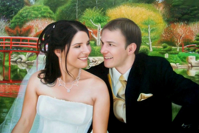 wedding oil painting from photo