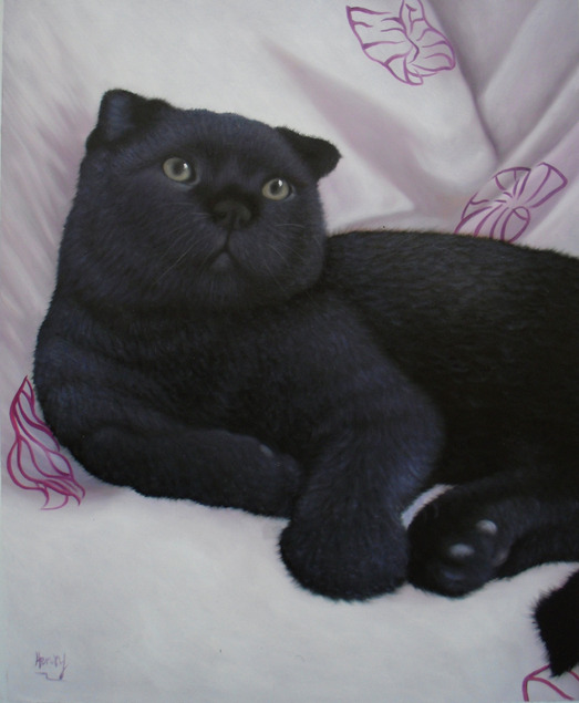 pittura ad olio di un gatto