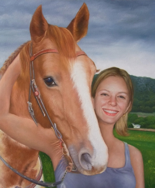 Realistic oil painting of a horse