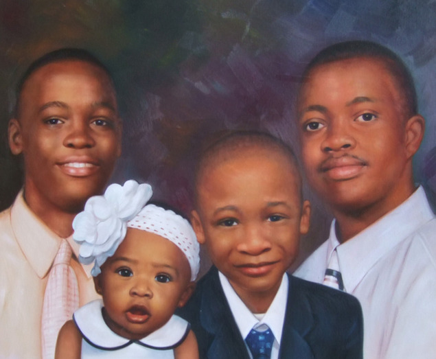 a custom oil paintng of black family