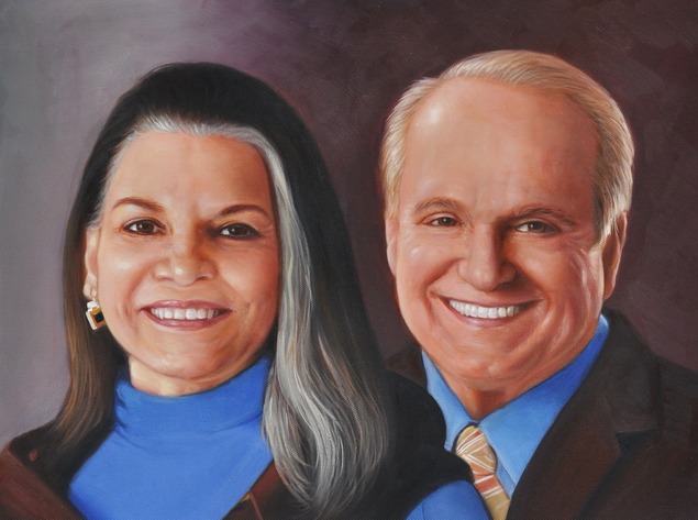 custom oil portrait of elder white couple