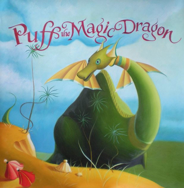 custom oil painting of book cover Puff the Magic Dragon