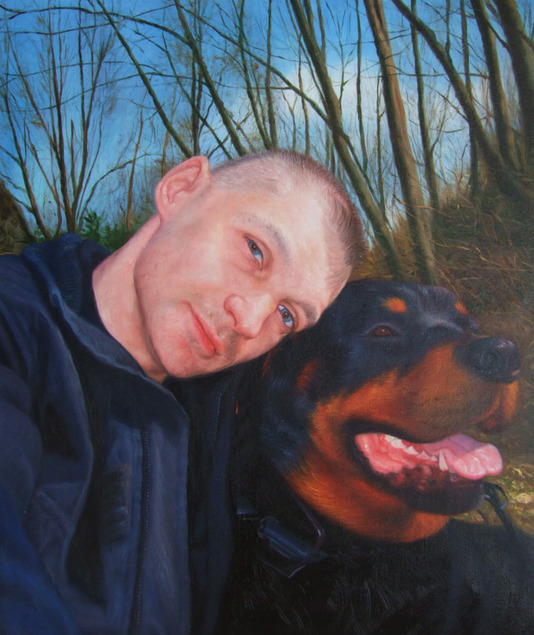 portrait homme et chien