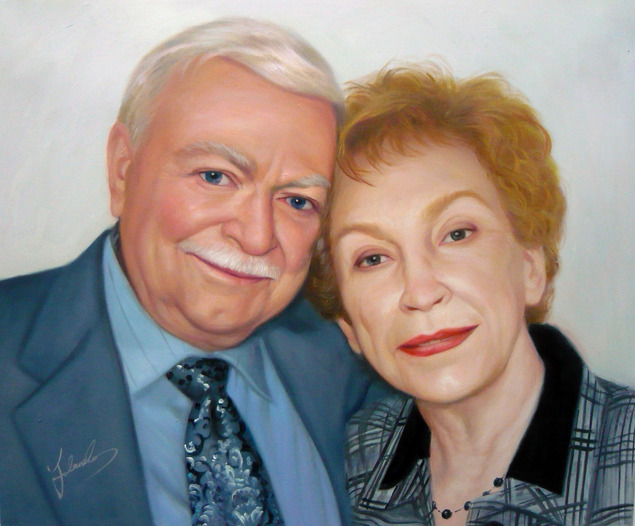 photo to art oil canvas elder white couple