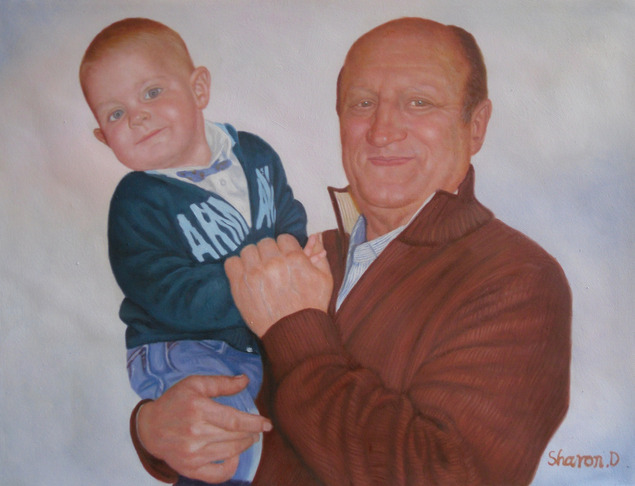 foto di famiglia dipinto in olio