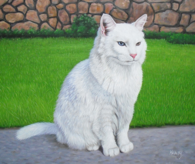 peinture à l'huile d'un chat