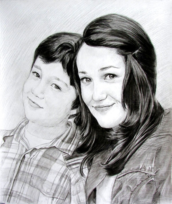 charcoal drawing of persons