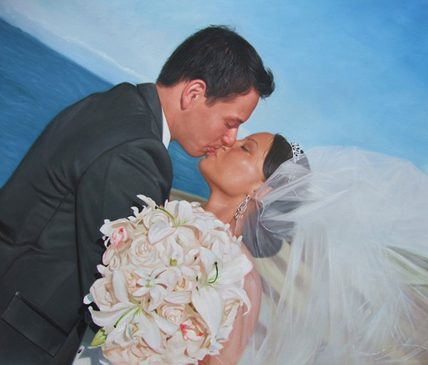 photo to oil painting of a wedding - photo gift for annivers