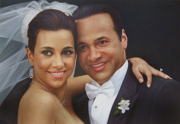 custom wedding portrait in oil