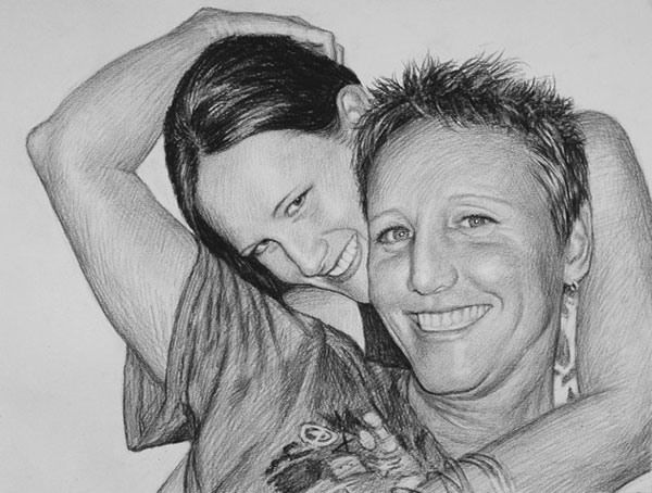 charcoal drawing couple