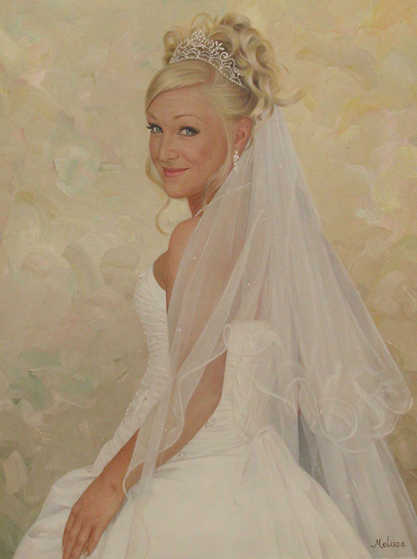 an oil painting of a blonde bride