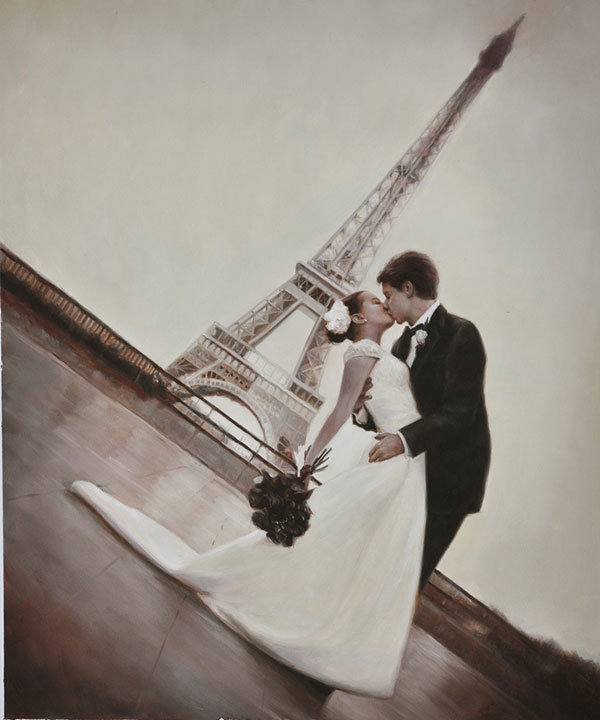 wedding portrait in oil - near Eifel tower