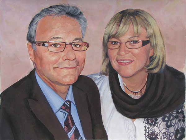 couple portrait painted from a photo