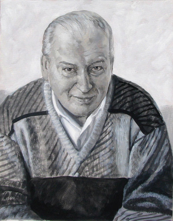 black and white pastel painting