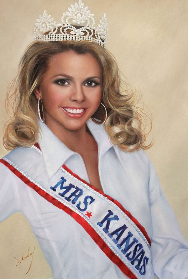a custom oil painting of miss kansas